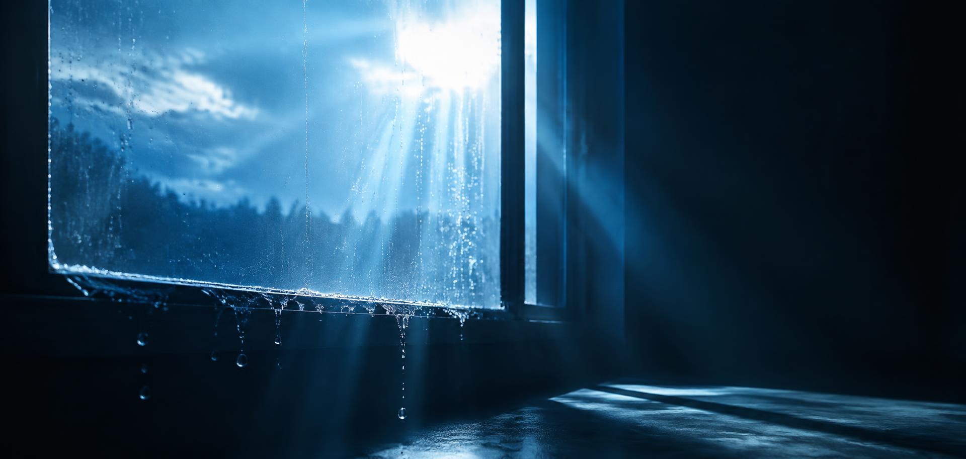 Light streaming through a freshly cleaned window
